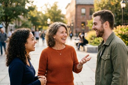 An image of the word affable as defined by pleasantly easy to approach and to talk to; friendly; cordial; warmly polite.
