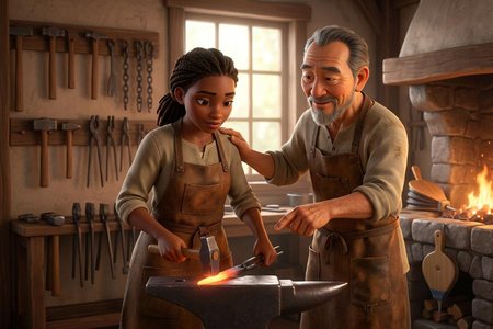 An image of the word apprentice as defined by a person who works for another in order to learn a trade.