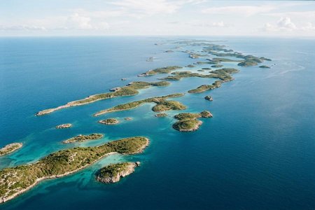 An image of the word archipelago as defined by a large group or chain of islands.