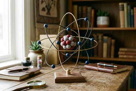 An image of the word atom as defined by the smallest component of an element having the chemical properties of the element, consisting of a nucleus containing combinations of neutrons and protons and one or more electrons bound to the nucleus by electrical attraction; the number of protons determines the identity of the element.