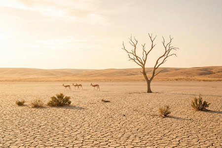 An image of the word barren as defined by not producing or incapable of producing offspring; sterile.