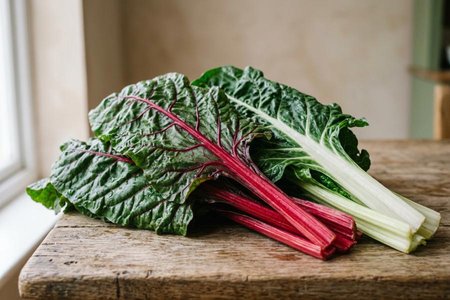 An image of the word chard as defined by a variety of beet, Beta vulgaris cicla, having leaves and leafstalks that are used as a vegetable.