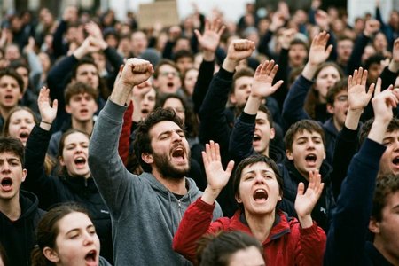 An image of the word clamor as defined by a loud uproar, as from a crowd of people.