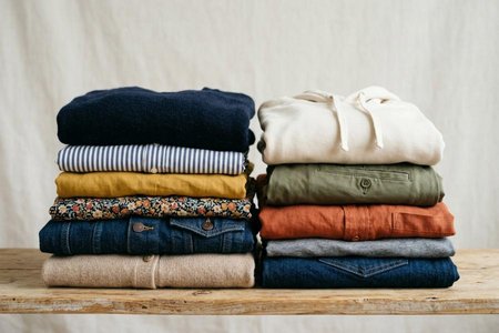 An image of the word clothes as defined by garments for the body; articles of dress; wearing apparel.