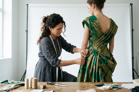 An image of the word couture as defined by the occupation of a couturier; dressmaking and designing.