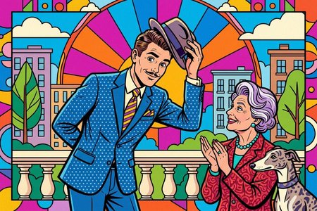 An image of the word debonair as defined by courteous, gracious, and having a sophisticated charm.