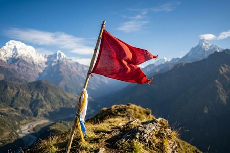 An image of the word flag as defined by a piece of cloth, varying in size, shape, color, and design, usually attached at one edge to a staff or cord, and used as the symbol of a nation, state, or organization, as a means of signaling, etc.; ensign; standard; banner; pennant.