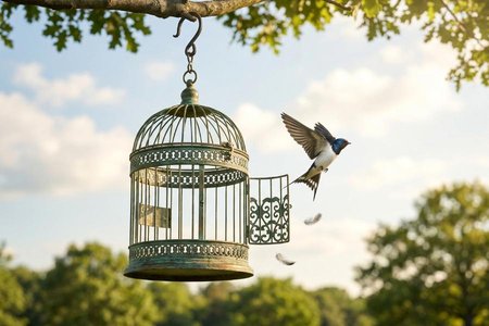 An image of the word freedom as defined by the state of being free or at liberty rather than in confinement or under physical restraint.
