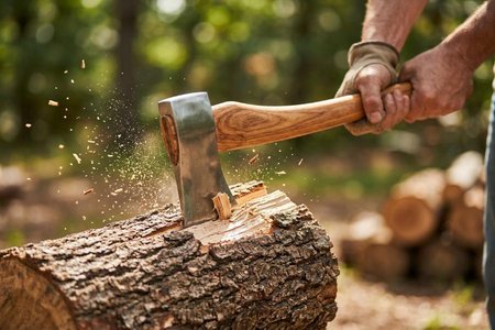 An image of the word hew as defined by to strike forcibly with an ax, sword, or other cutting instrument; chop; hack.