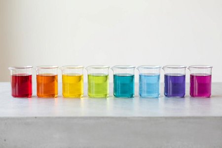 An image of the word hue as defined by a gradation or variety of a color; tint.