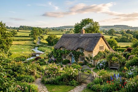 An image of the word idyllic as defined by (of a setting or event) suitable for or suggestive of pastoral literature or art, which portrays an idealized scene of peace, charm, and rustic simplicity.