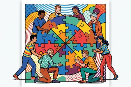 An image of the word integration as defined by an act or instance of combining into an integral whole.