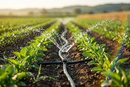 An image of the word irrigation as defined by the artificial application of water to land to assist in the production of crops.