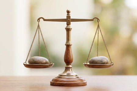 An image of the word just as defined by guided by truth, reason, justice, and fairness.