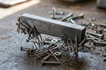 An image of the word magnet as defined by a body, as a piece of iron or steel, that possesses the property of attracting certain substances, as iron.