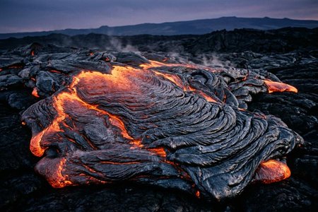 An image of the word pahoehoe as defined by basaltic lava having a smooth or billowy surface.