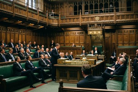 An image of the word parliament as defined by the legislature of Great Britain, historically the assembly of the three estates, now composed of Lords Spiritual and Lords Temporal, forming together the House of Lords, and representatives of the counties, cities, boroughs, and universities, forming the House of Commons.