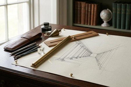 An image of the word perspective as defined by a technique of depicting volumes and spatial relationships on a flat surface.