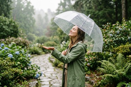An image of the word pluviophile as defined by a person who enjoys rain and rainy days, and who is fascinated by the sights, sounds, etc., of rain.