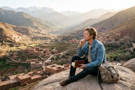 An image of the word ponder as defined by to consider something deeply and thoroughly; meditate (often followed by over or upon ).