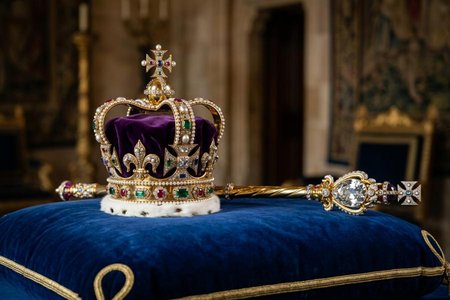 An image of the word regalia as defined by the ensigns or emblems of royalty, as the crown or scepter.