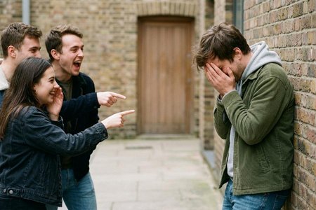 An image of the word ridicule as defined by speech or action intended to cause contemptuous laughter at a person or thing; derision.