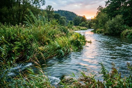 An image of the word riparian as defined by of, relating to, or situated or dwelling on the bank of a river or other body of water.