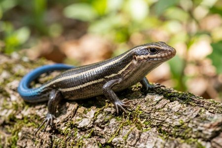 An image of the word skink as defined by any of numerous lizards of the family Scincidae, common in many regions of the Old and New World, typically having flat, smooth, overlapping scales and comprising terrestrial, arboreal, and fossorial species.