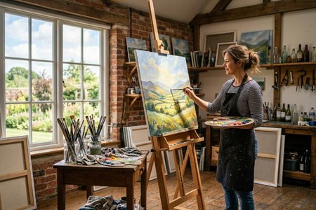 An image of the word studio as defined by the workroom or atelier of an artist, as a painter or sculptor.