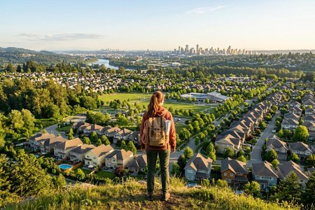 An image of the word suburban as defined by pertaining to, inhabiting, or being in a suburb or the suburbs of a city or town.