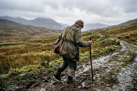 An image of the word trudge as defined by to walk, especially laboriously or wearily.
