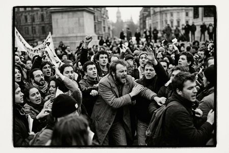 An image of the word tumult as defined by violent and noisy commotion or disturbance of a crowd or mob; uproar.